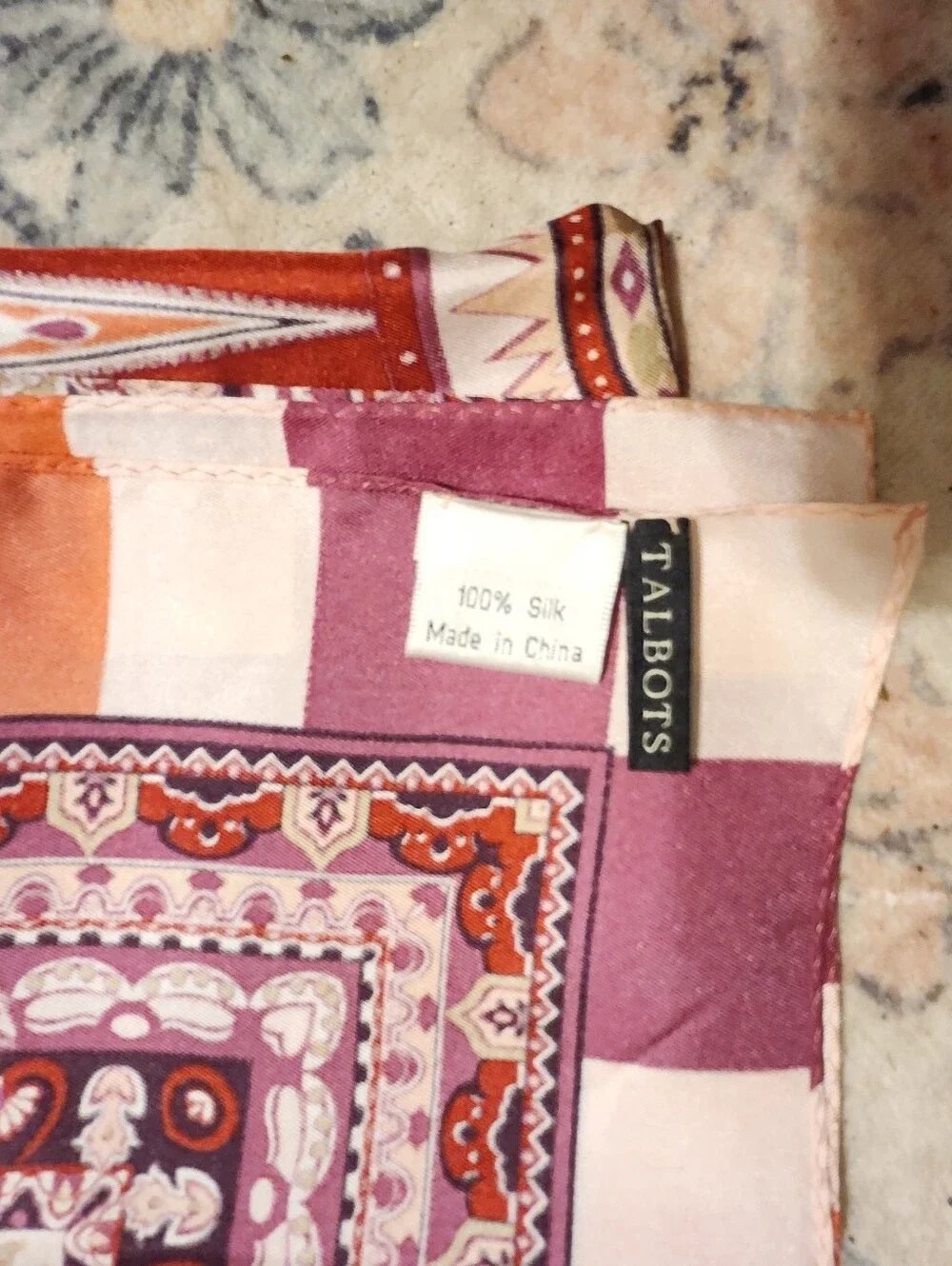 Talbots Colorblock Paisley 100% Silk Scarf